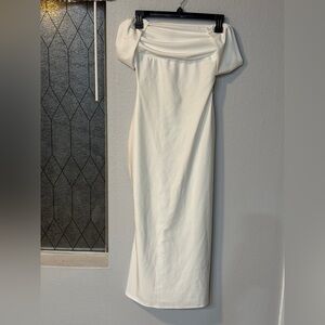 Windsor Make It Known Satin Strapless Pleat Mini Dress White - Size S